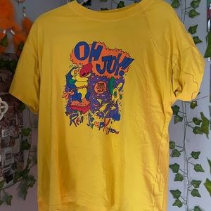 yellow graphic tee